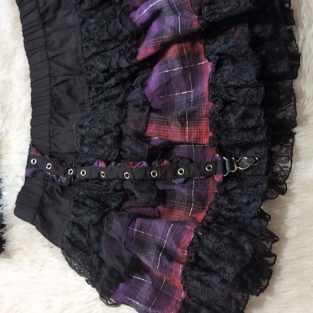 Y2K Vintage Tripp NYC 2 Piece Lace Up Corset & Garter Skirt Plaid Set XL/XXL - Picture 6 of 16